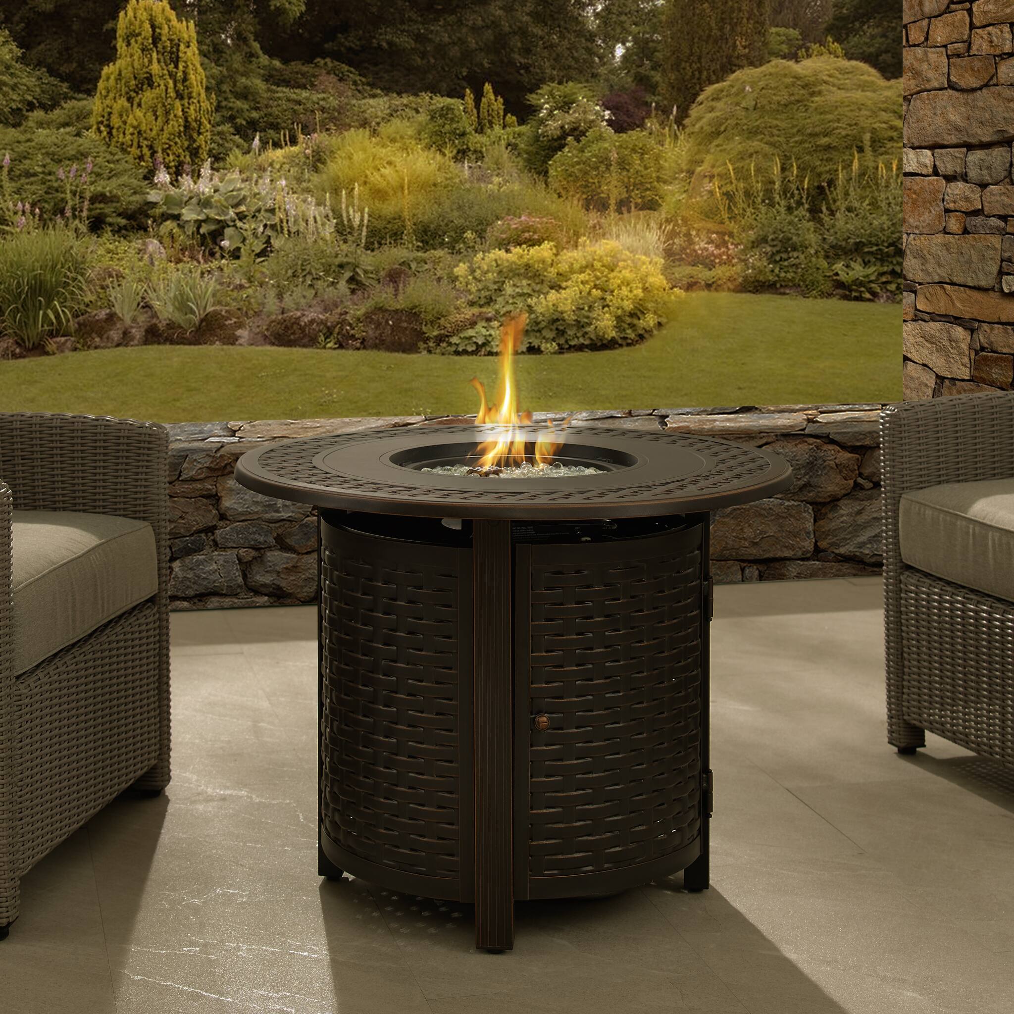 Alt View 18. Fire Sense - Hendricks Round Aluminum LPG Fire Pit - Antique Bronze.