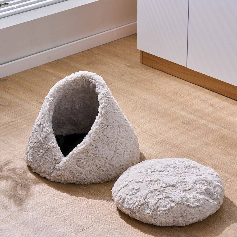 Alt View 2. PetPals - Rose Cradle Cat Bed - White.