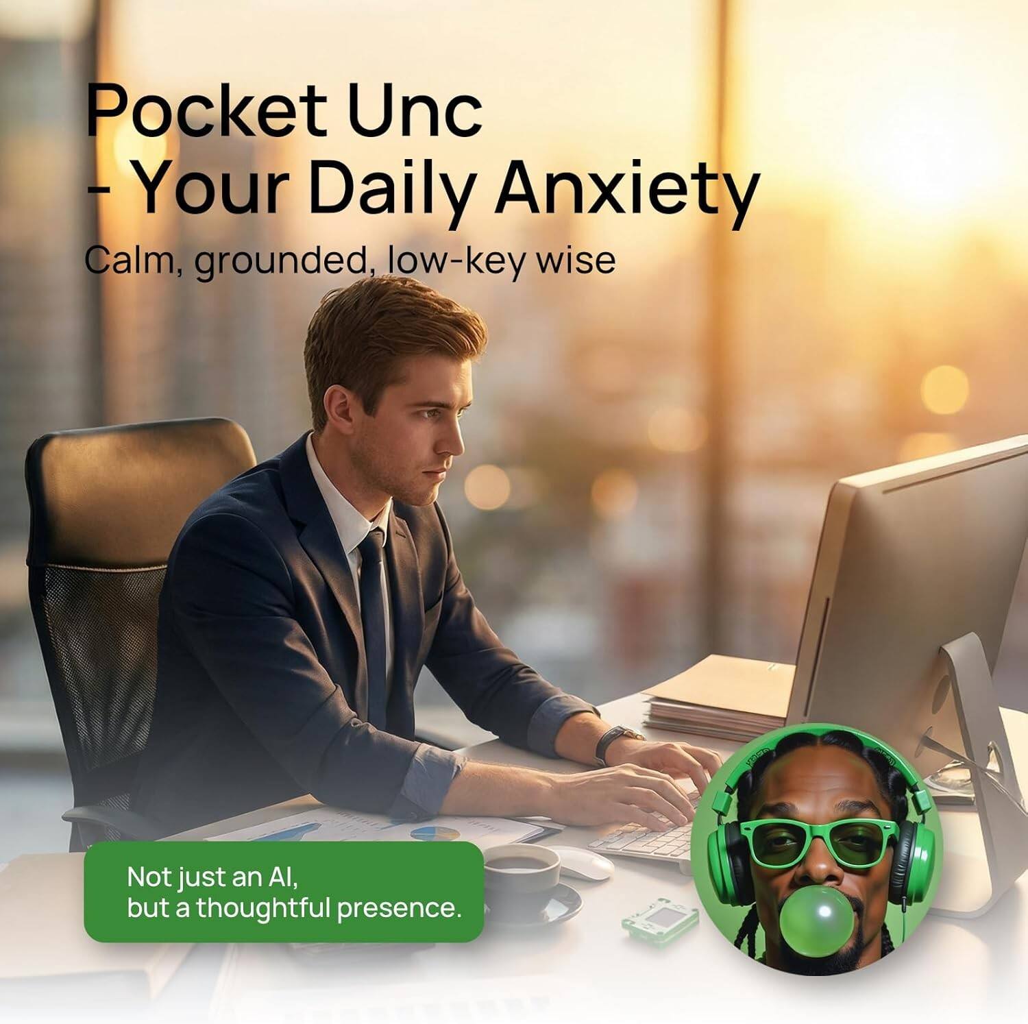 Pocket Unc - Your Daily Anxiety  
Calm, grounded, low-key wise  
Not just an AI, but a thoughtful presence.