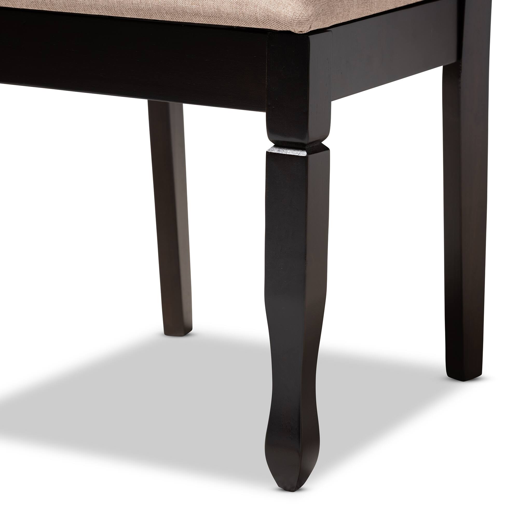 Back. Baxton Studio - Reneau Modern and Contemporary Fabric Upholstered Espresso Finished Wood Dining Chair - Sand Brown/Espresso.