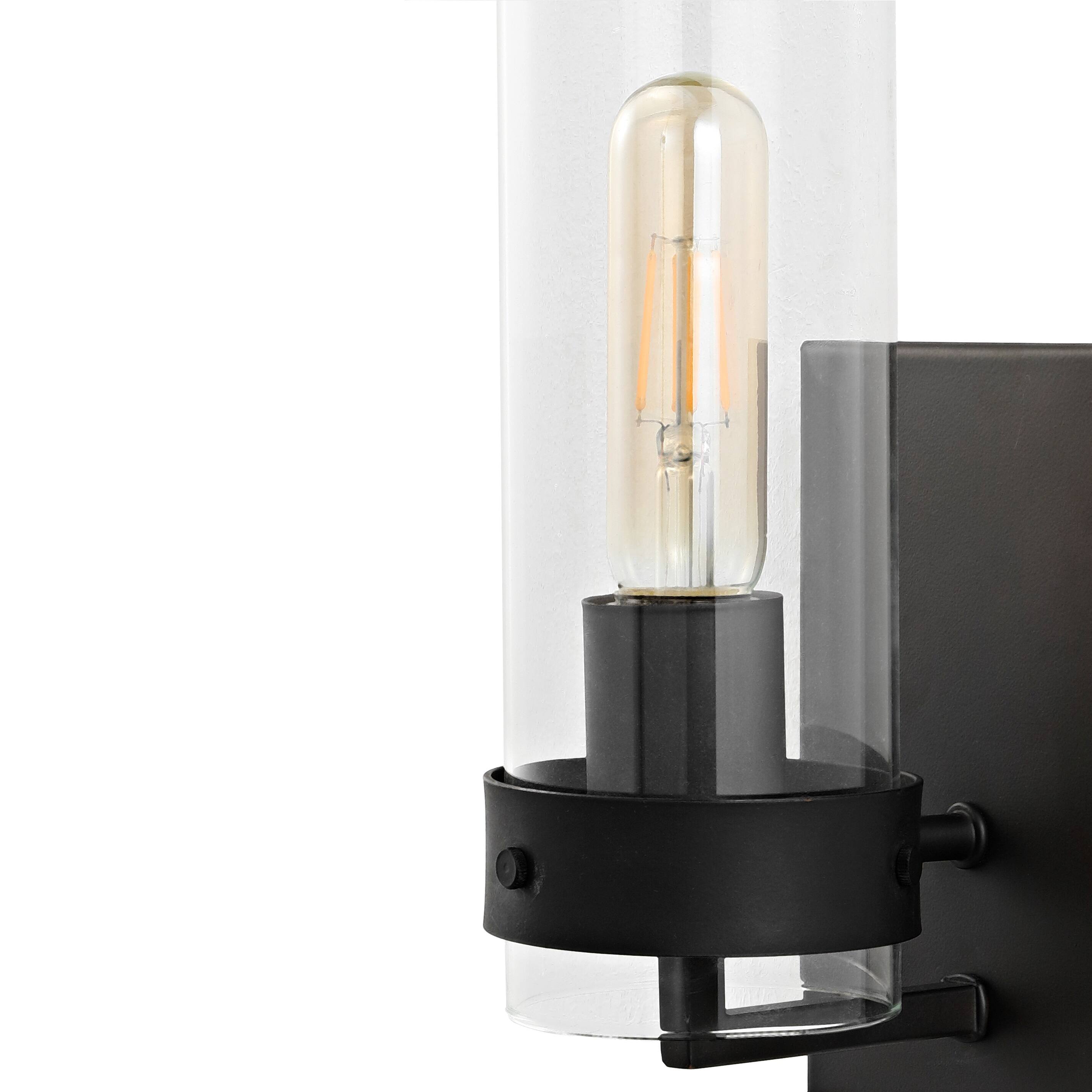 Alt View 3. Jonathan Y - Harper 4.5" 1-Light Modern Farmhouse Iron/Glass LED Sconce, Oil Rubbed Bronze/Clear (Set of 2) - Oil Rubbed Bronze.