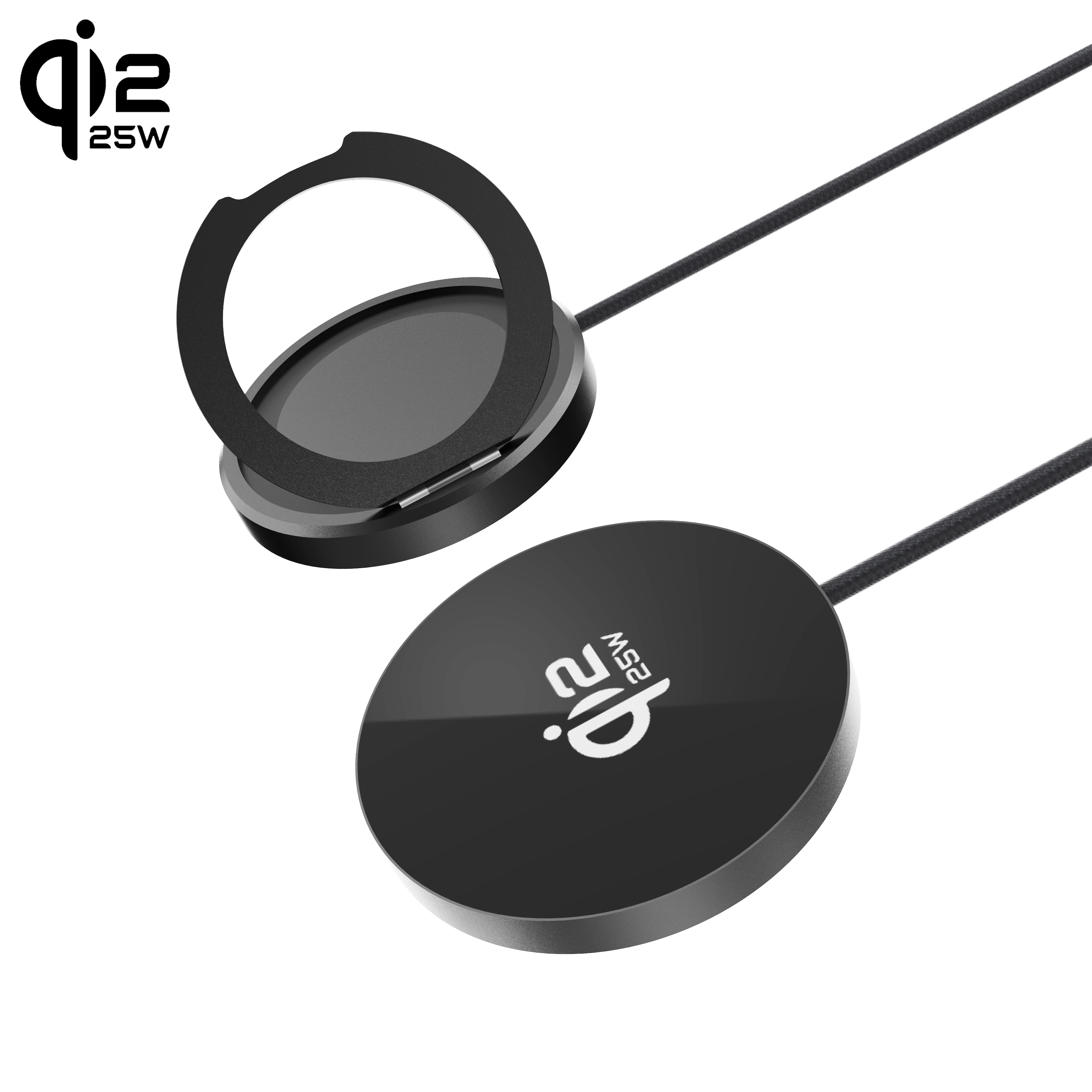 Siljoy - 25W Wireless Charger for IPhone 17  Qi2.2 Certified Ultra Slim with Temp Control On-the-Go Power Without Overheating - Black/Silver/Yellow