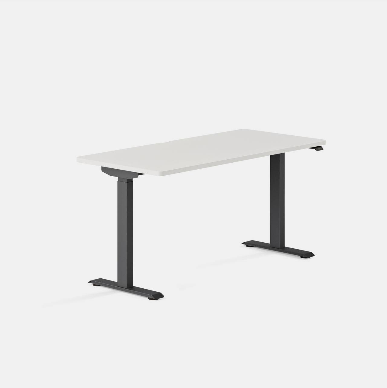 Angle. Branch Furniture - Duo Standing Desk 58" – Adjustable Desk with OLED Control Panel, Frameless Design & Compact Footprint - White / Charcoal.