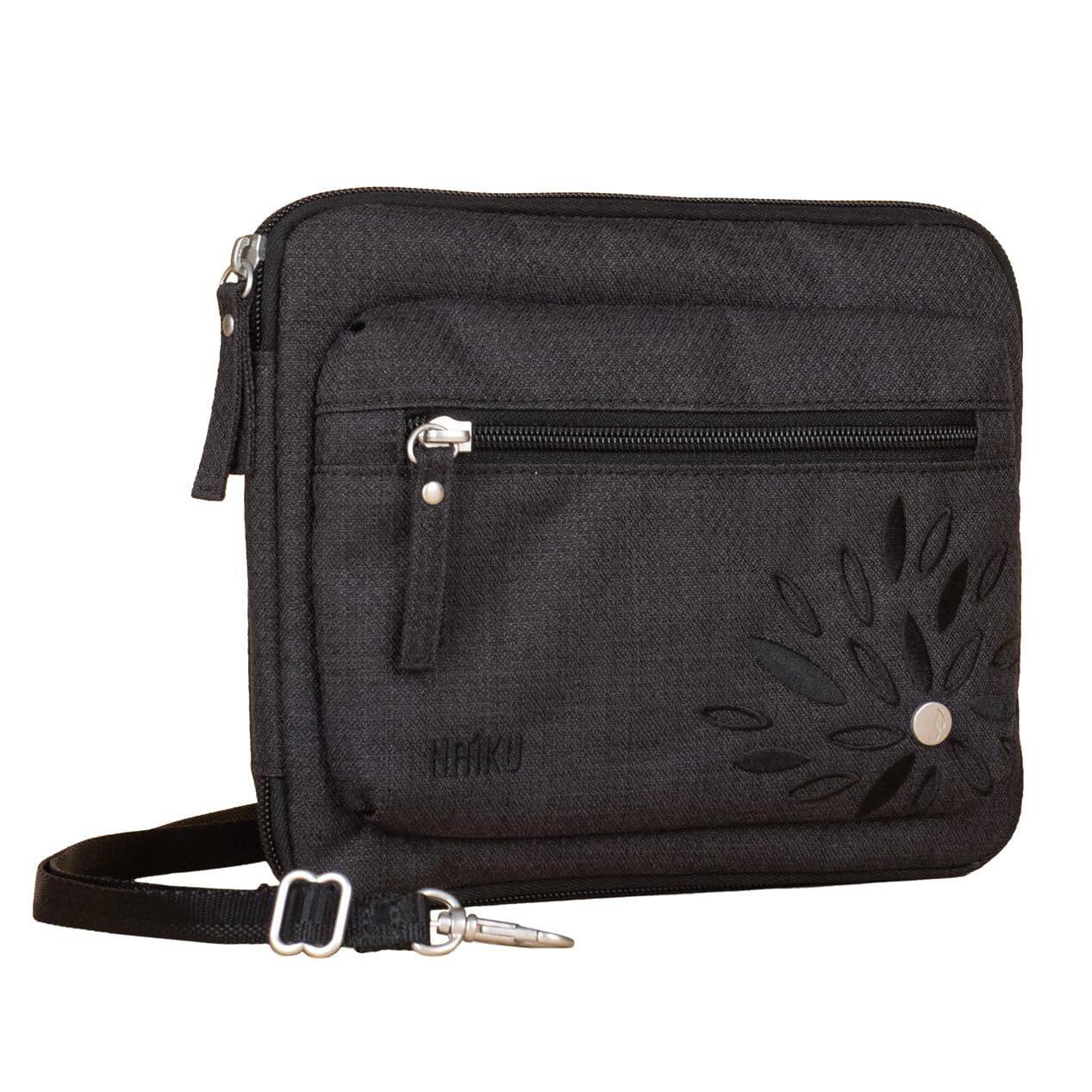 Angle. Haiku - Haiku Aspire Folio Crossbody - Black in Bloom.