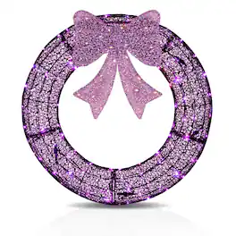 Winado - 36in Pre-Lit Christmas Wreath with LED Lights, Bows for Indoor / Outdoor Holiday Decoration - Multicolor
