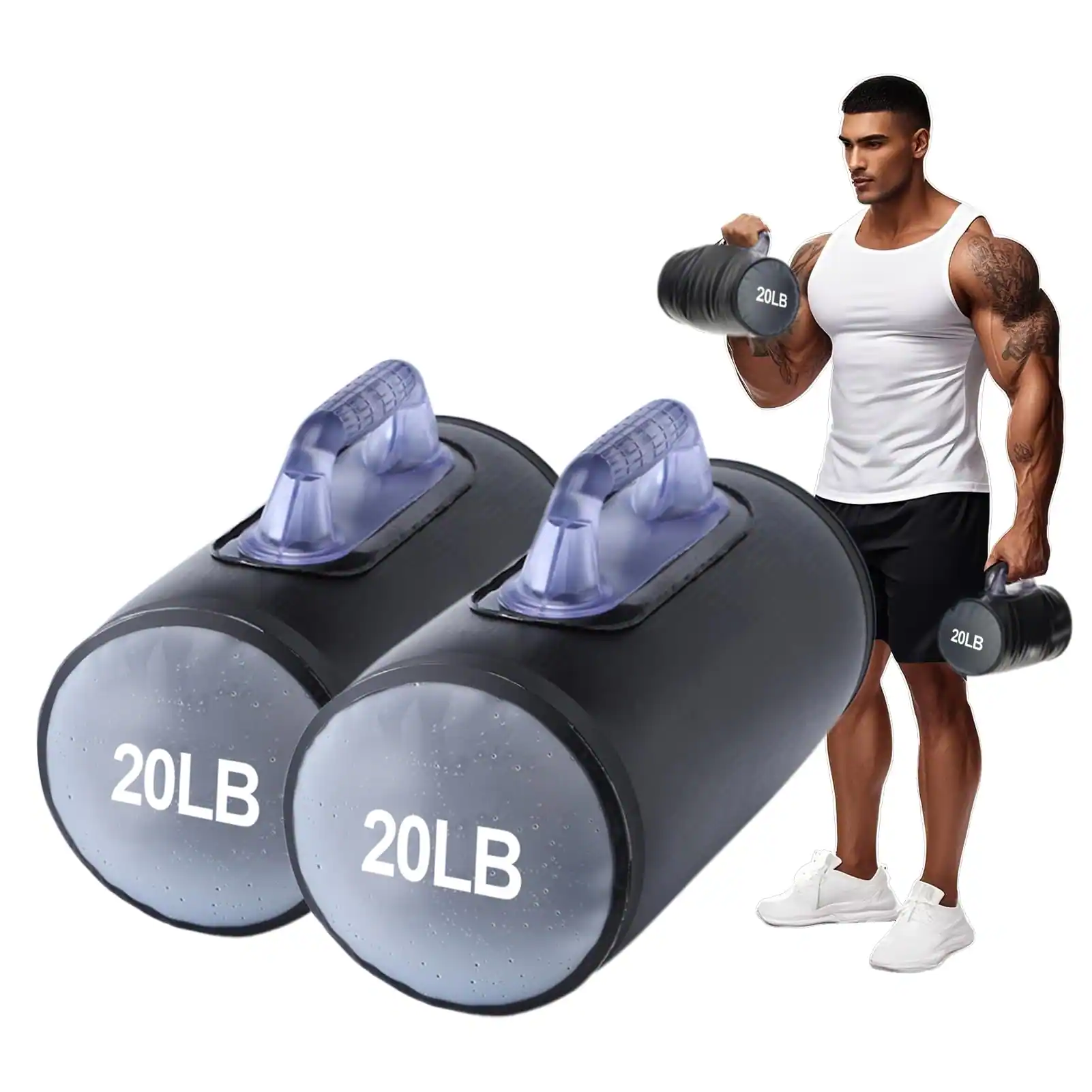 Alchemy Casas - Water Dumbbells Filled Travel Weights Set Adjustable To 4 s pair Portable Gym For Strength Fitness And - Black