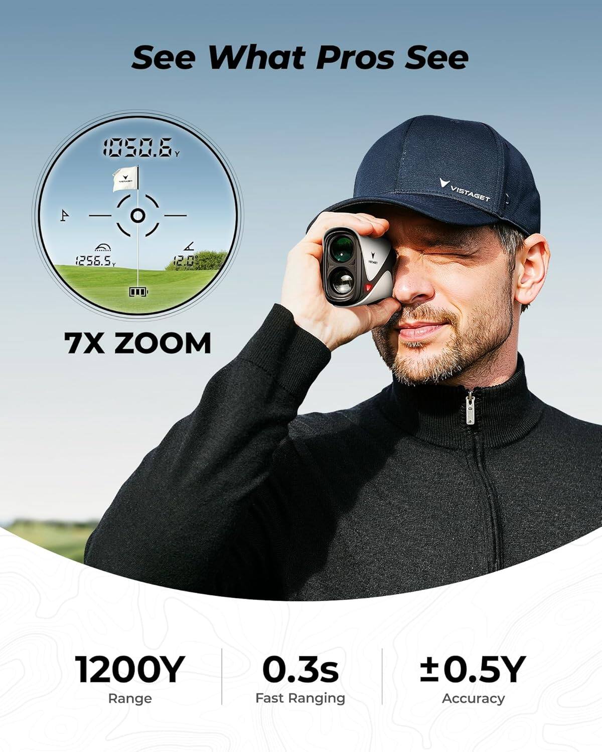 See What Pros See

1390.6  
4 VISTAGE: 256.5, A 12.0

7X ZOOM

1200Y Range  
0.3s Fast Ranging  
±0.5Y Accuracy