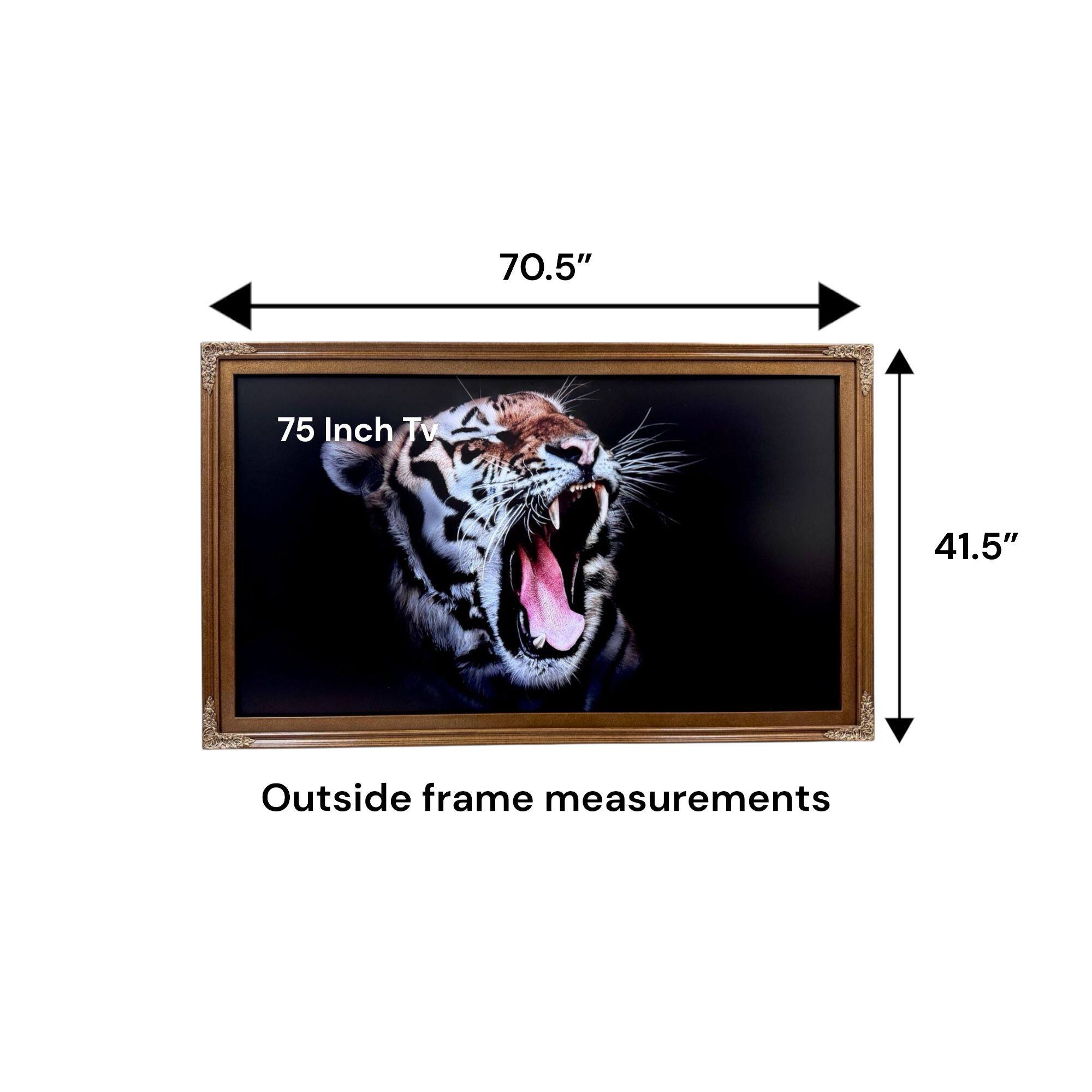70.5" x 41.5" Outside frame measurements for a 75 Inch TV