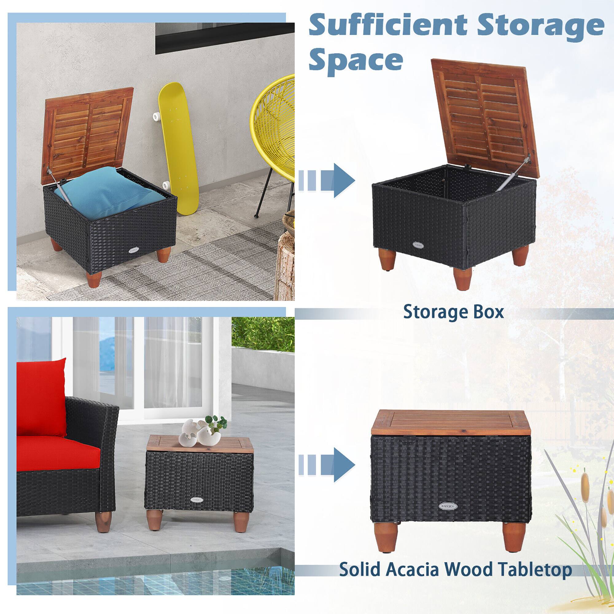 Sufficient Storage Space, Storage Box, Solid Acacia Wood Tabletop