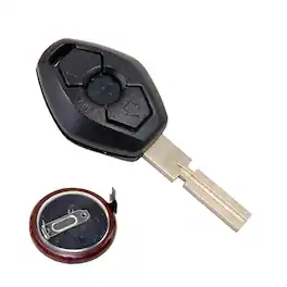HQRP - Remote fob shell with uncut blade and 3 V battery - compatible with BMW 323i, X3 E83, X5 E53 - Black