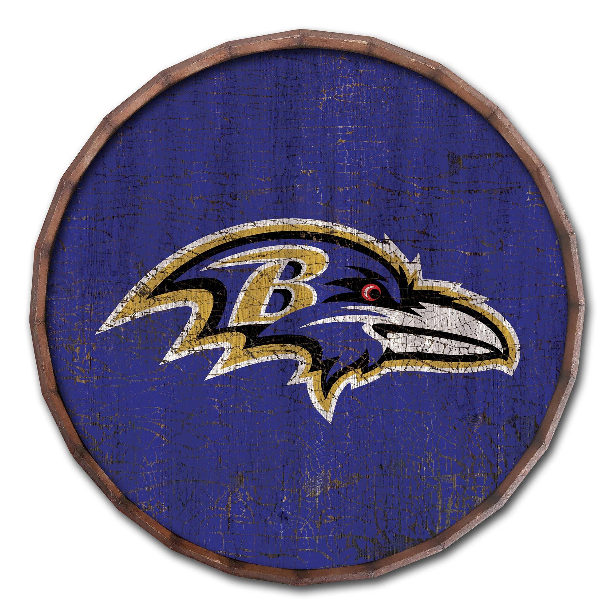 Baltimore Ravens 24" Cracked Color Barrel Top Sign
