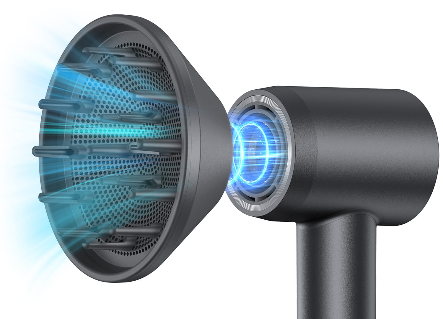 Loheer - Hair Dryer Diffuser Attachment Only - Magnetic 360° Rotating Curl Diffuser