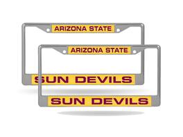 Rico Industries - Arizona State Sun Devils (Set of 2) Chrome Metal Laser Cut License Plate Frame - Multi