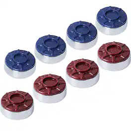 GSE Games & Sports Expert - 2-5/16" (59mm) Shuffleboard Pucks Set of 8 for Shuffleboard Table Accessories(Chrome, 2-5/16") - Blue/Red