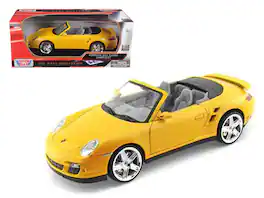 Porsche 911 (997) Turbo Convertible 1/18 Diecast Car Model by Motormax - Yellow