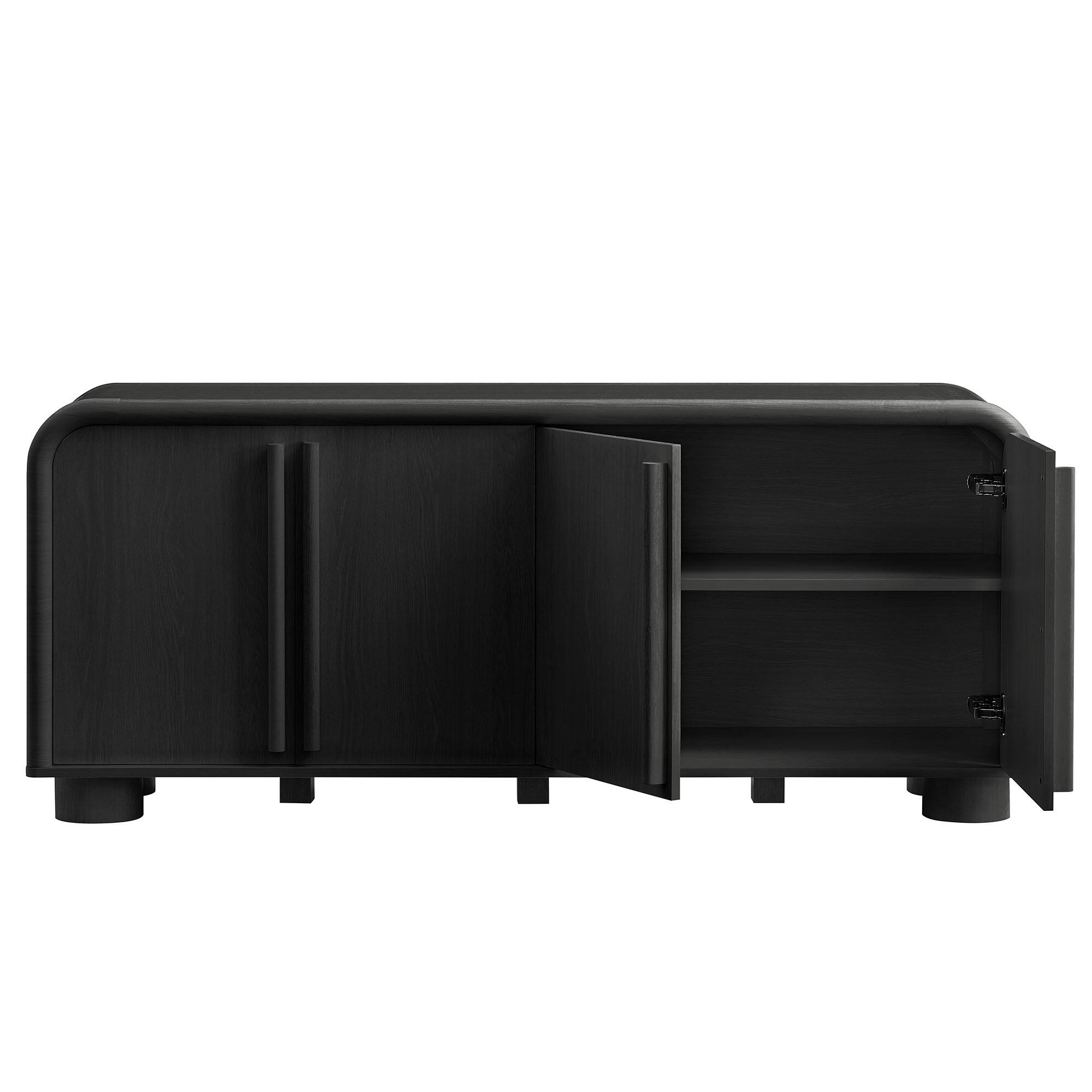 Alt View 4. Modway - Bellamy Curved 4-Door Sideboard Cabinet by Modway - Black Oak.