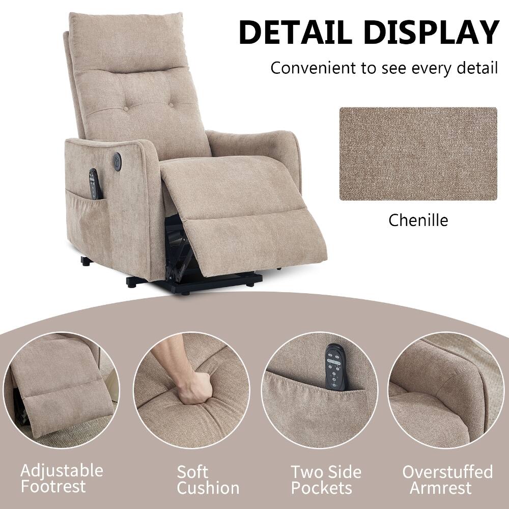 DETAIL DISPLAY  
Convenient to see every detail

Chenille

Adjustable Footrest

Soft Cushion

Two Side Pockets

Overstuffed Armrest