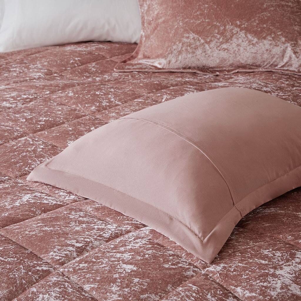 Alt View 3. Gracie Mills - Gracie Mills Andrea Velvet Comforter Set with Throw Pillow - Blush.