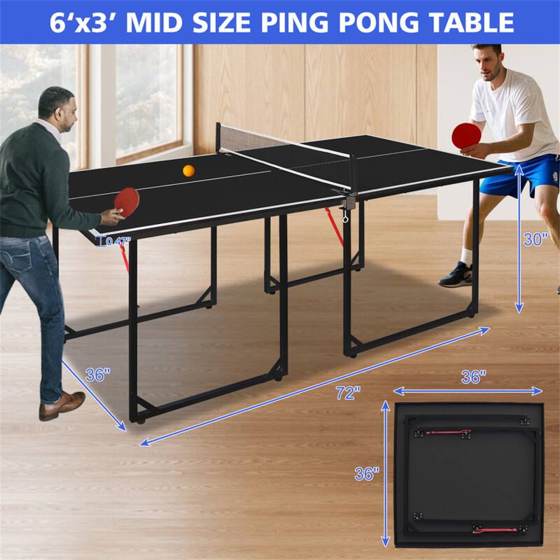 6'x3' MID SIZE PING PONG TABLE  
- 0.47  
- 30"  
- 36"  
- 72"  
- 36"  
- 36"