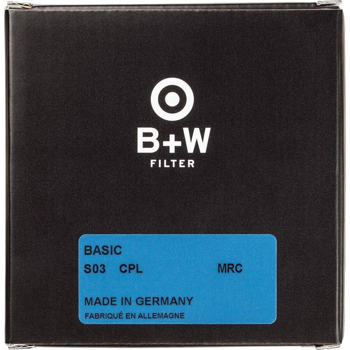 B+W FILTER BASIC S03 CPL MRC MADE IN GERMANY FABRIQUÉ EN ALLEMAGNE