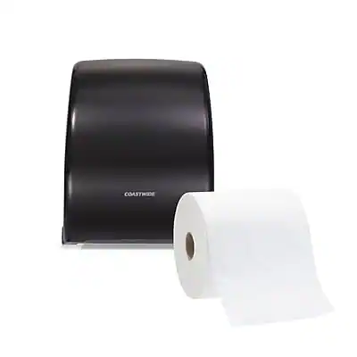 Front. Coastwide Professional - Coastwide Professional™ Manual Auto-Cut Hardwound Paper Towel Dispenser, Black (CW60832) - Black.