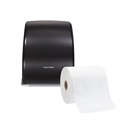 Front. Coastwide Professional - Coastwide Professional™ Manual Auto-Cut Hardwound Paper Towel Dispenser, Black (CW60832) - Black.