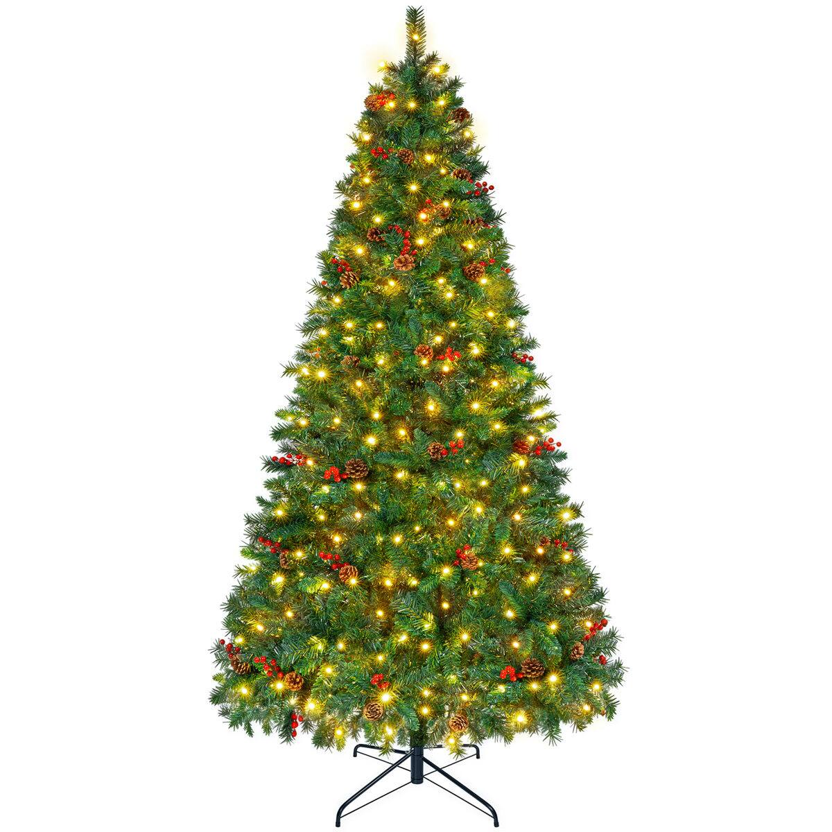 Front. Wisairt - 9FT Pre-Lit Artificial Christmas Tree, 2008 Tips Full Green Pine with 700 LED 11 Modes - Green.
