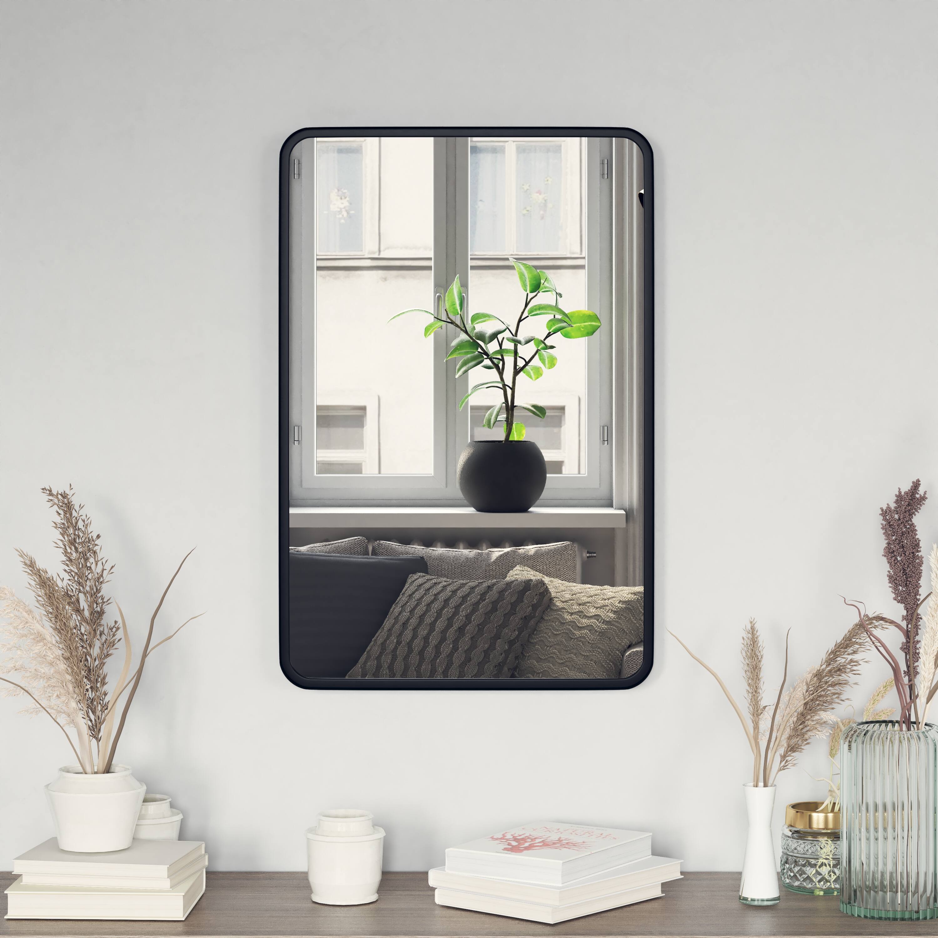 Alt View 4. Emma + Oliver - Afsin Wall Mirror with Silver Backed Glass for Clarity for Entryways, Bathrooms & More - Black.
