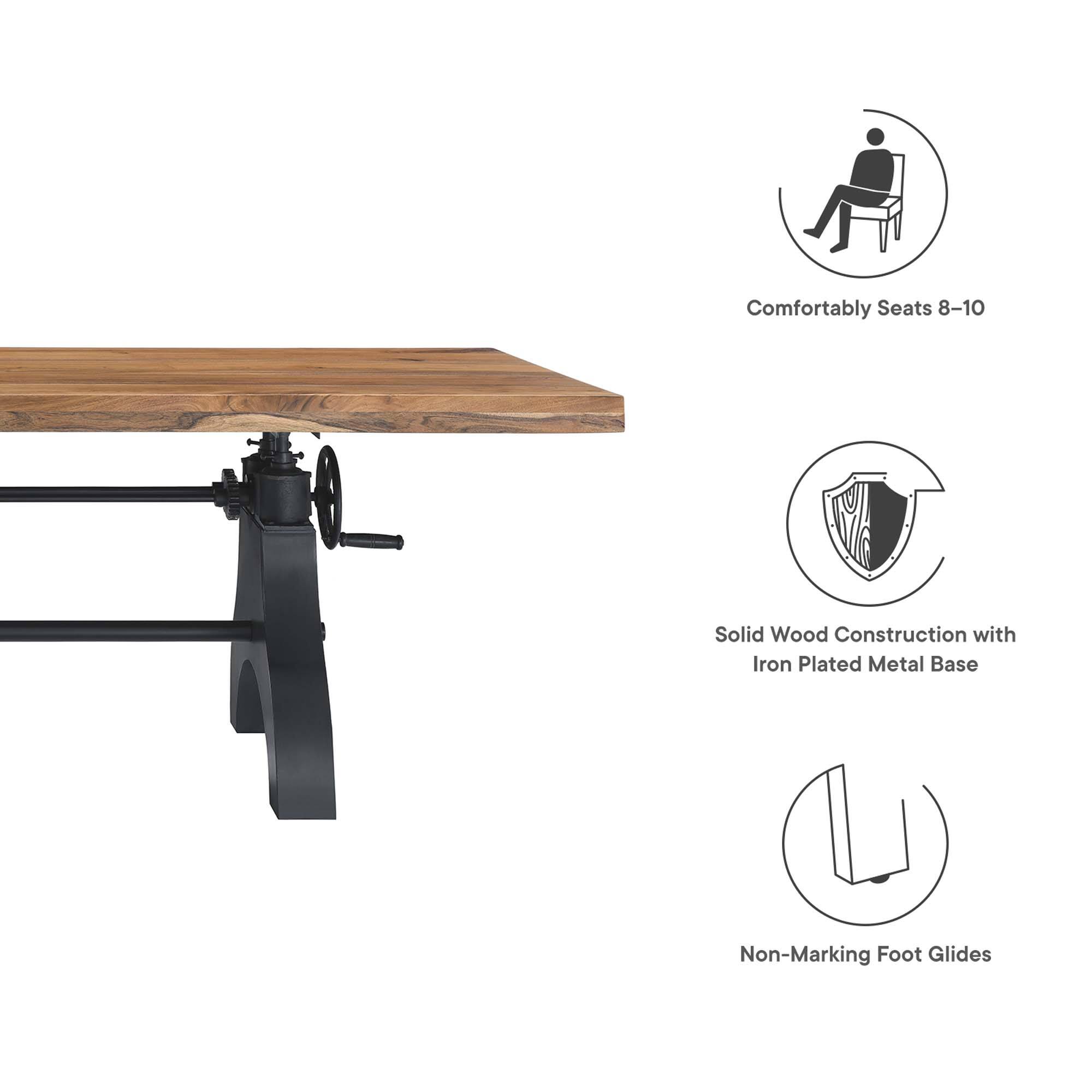 Comfortably Seats 8-10  
Solid Wood Construction with Iron Plated Metal Base  
Non-Marking Foot Glides