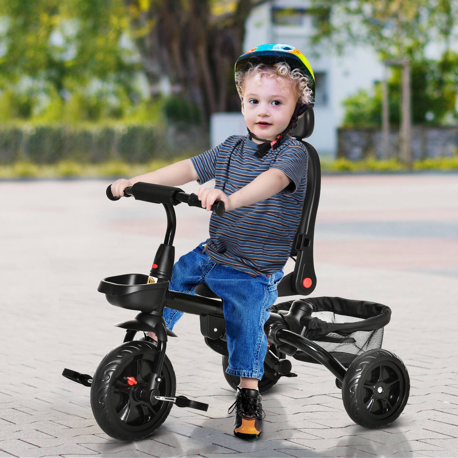 Alt View 1. Qaba - Tricycle, 5 in 1 Foldable Trike with Reversible Seat, Adjustable Parent Handle, Safety Harness.
