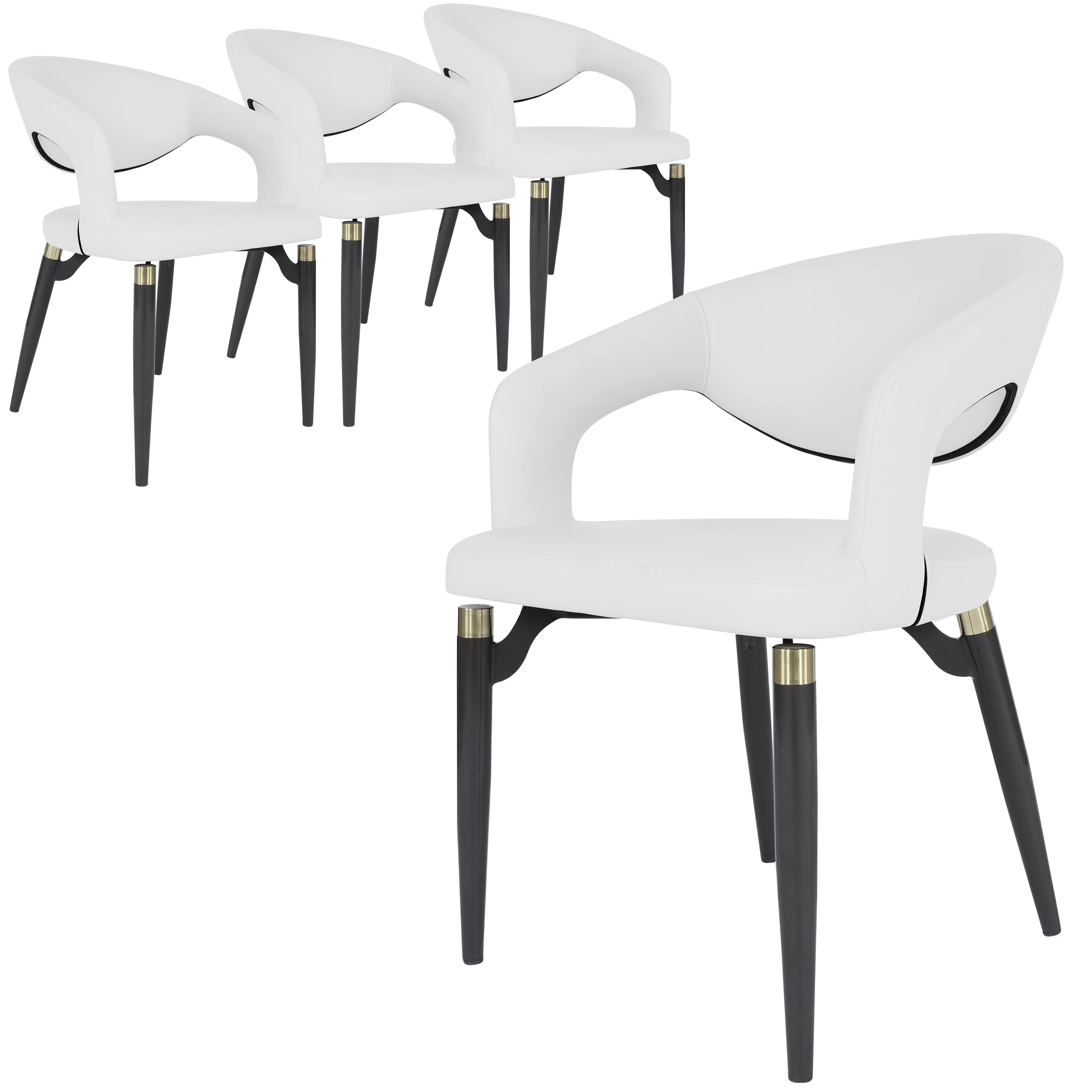LeisureMod - Entice 4-PCS Modern Upholstered Leather Kitchen & Dining Chair with Floor Glides - White price history on PriceWatchPro