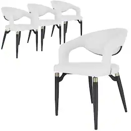 LeisureMod - Entice 4-PCS Modern Upholstered Leather Kitchen & Dining Chair with Floor Glides - White