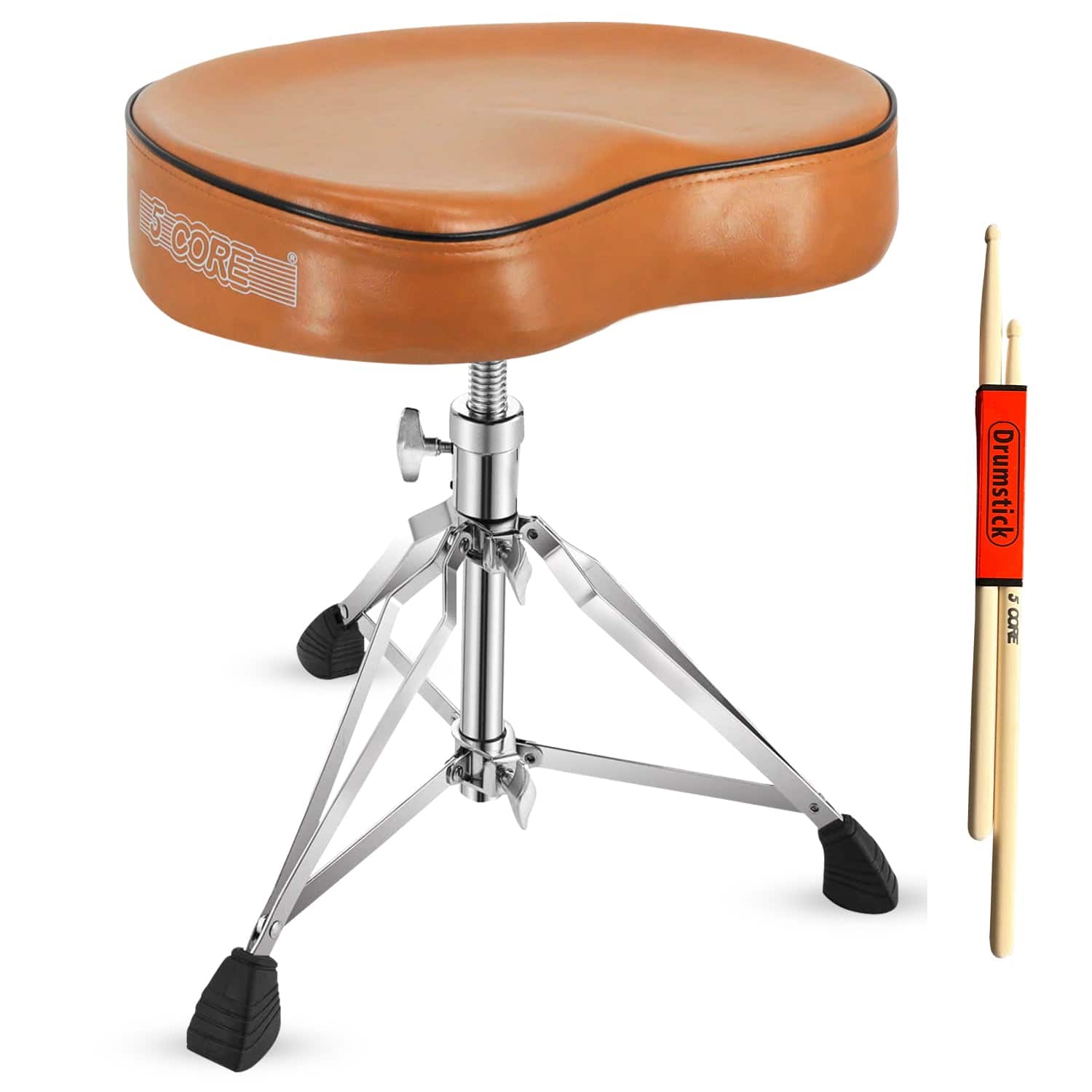 5 CORE - Drum Throne 4" Padded Guitar Stool Drummer Chair Adjustable Musician Seat - Brown