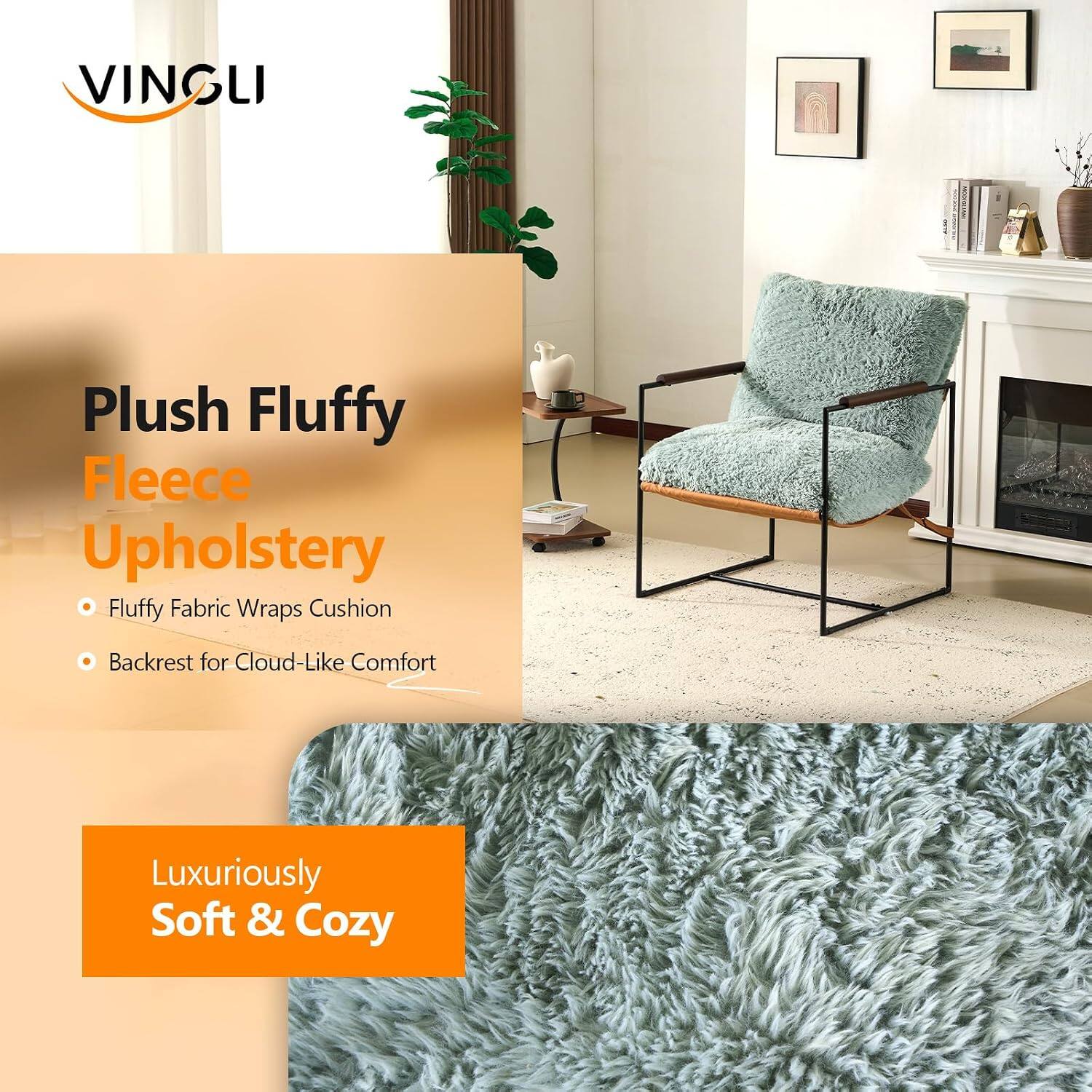 VINGLI

Plush Fluffy Fleece Upholstery

- Fluffy Fabric Wraps Cushion
- Backrest for Cloud-Like Comfort

Luxuriously Soft & Cozy
