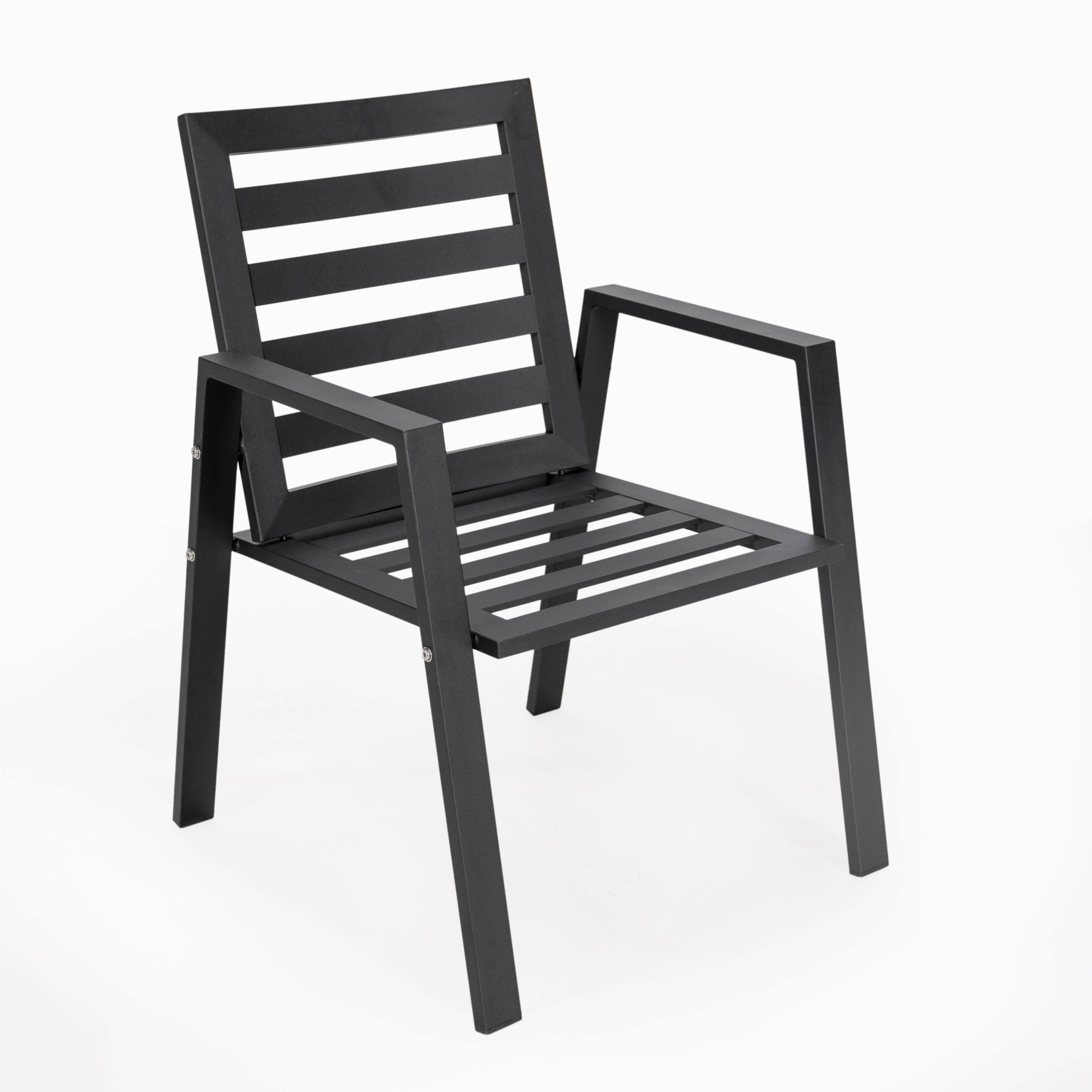 Alt View 4. LeisureMod - Chelsea 2-PCS Modern Outdoor Patio Dining Chair with Removable Washable Cushion - Aluminum Frame - Black.