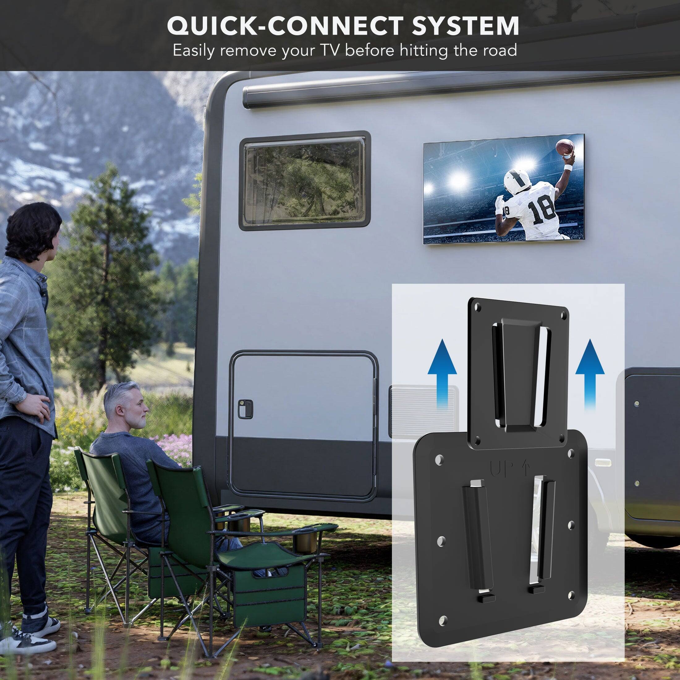 QUICK-CONNECT SYSTEM  
Easily remove your TV before hitting the road