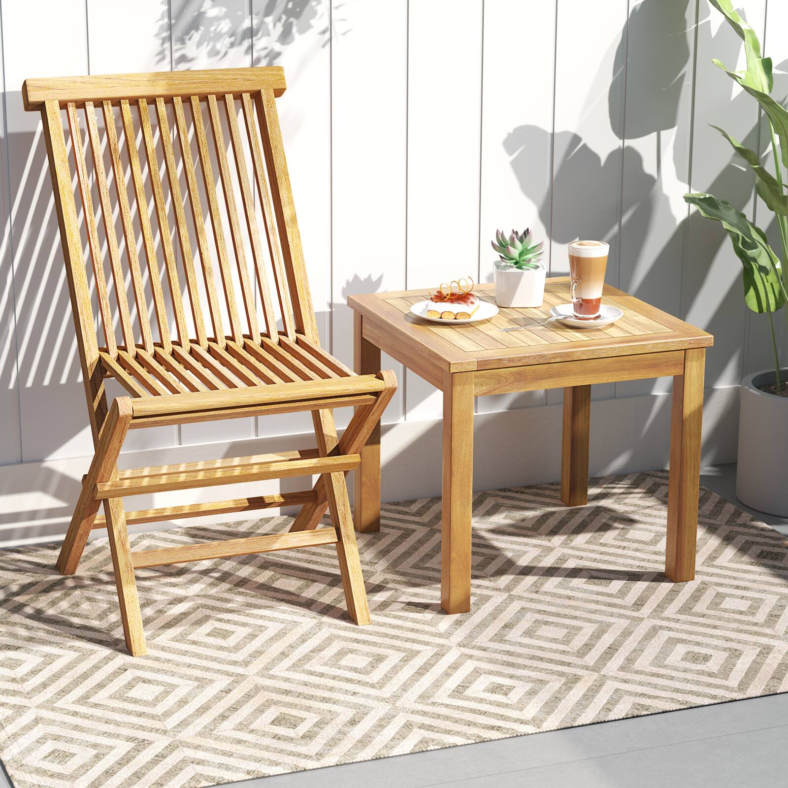 Alt View 3. Gymax - Gymax Outdoor Square Teak Wood End Table Coffee Table for Porch Deck Garden Patio - Natural.