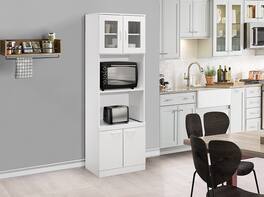 Kings Brand Furniture - Danbury Tall Kitchen Pantry, Microwave Storage Cabinet - White