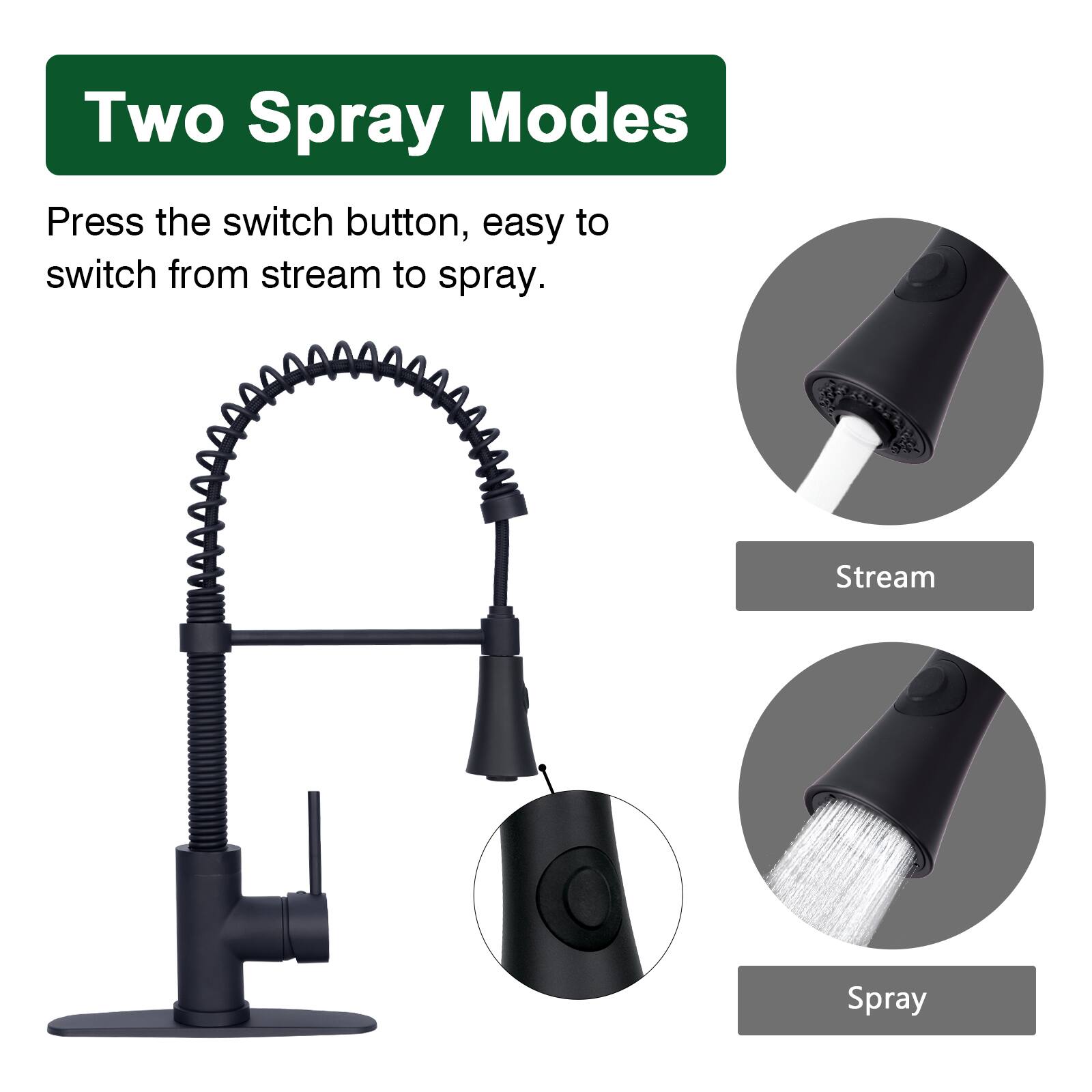 Two Spray Modes

Press the switch button, easy to switch from stream to spray.

Stream

Spray