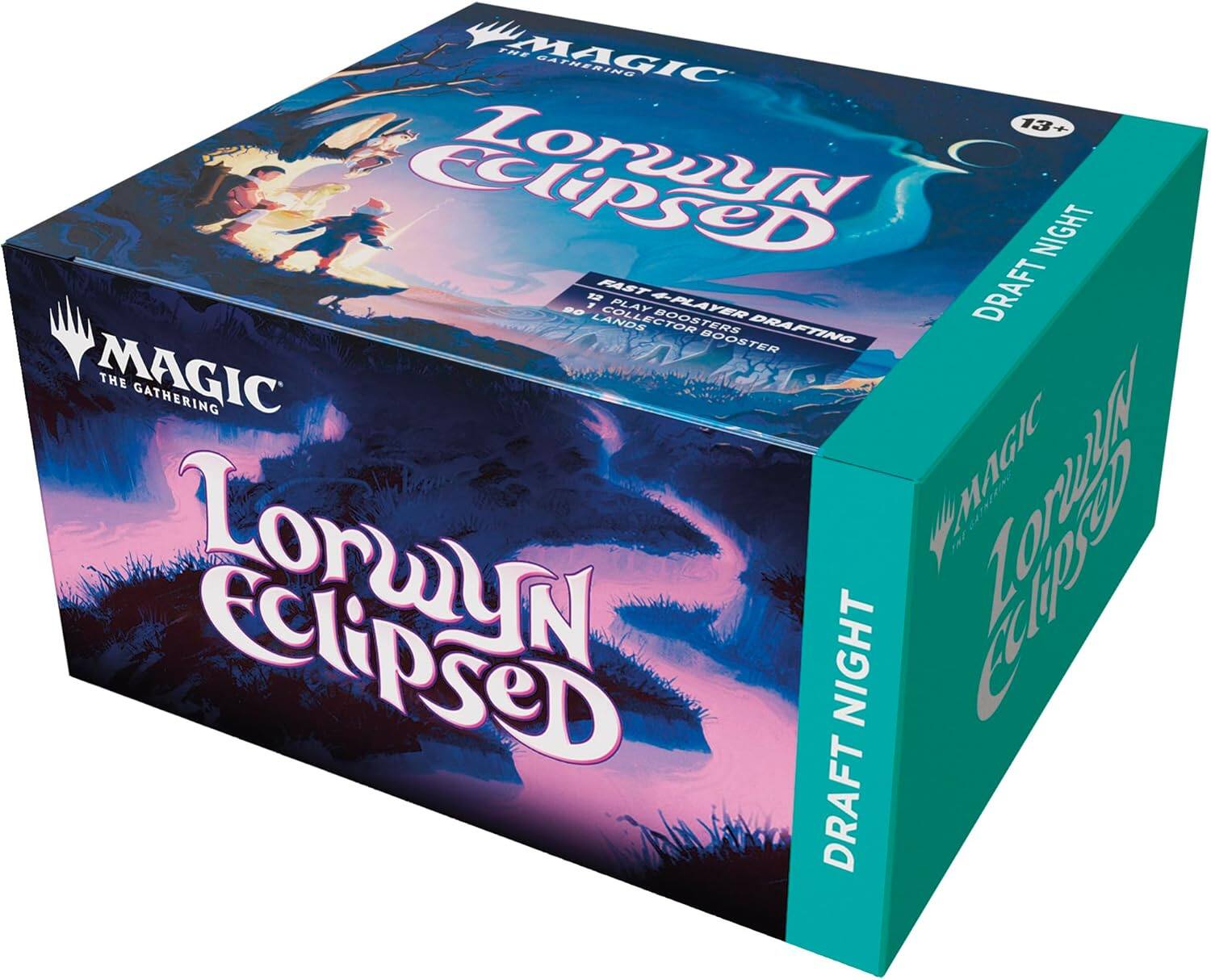 MAGIC THE GATHERING  
13+  
Lorwyn Eclipse  
DRAFT NIGHT  
2-PLAYER COLLECTOR BOOSTERS DRAFTING  
80 LANDS  
LECTOR BOOSTERS  
DRAFTING BOOSTER