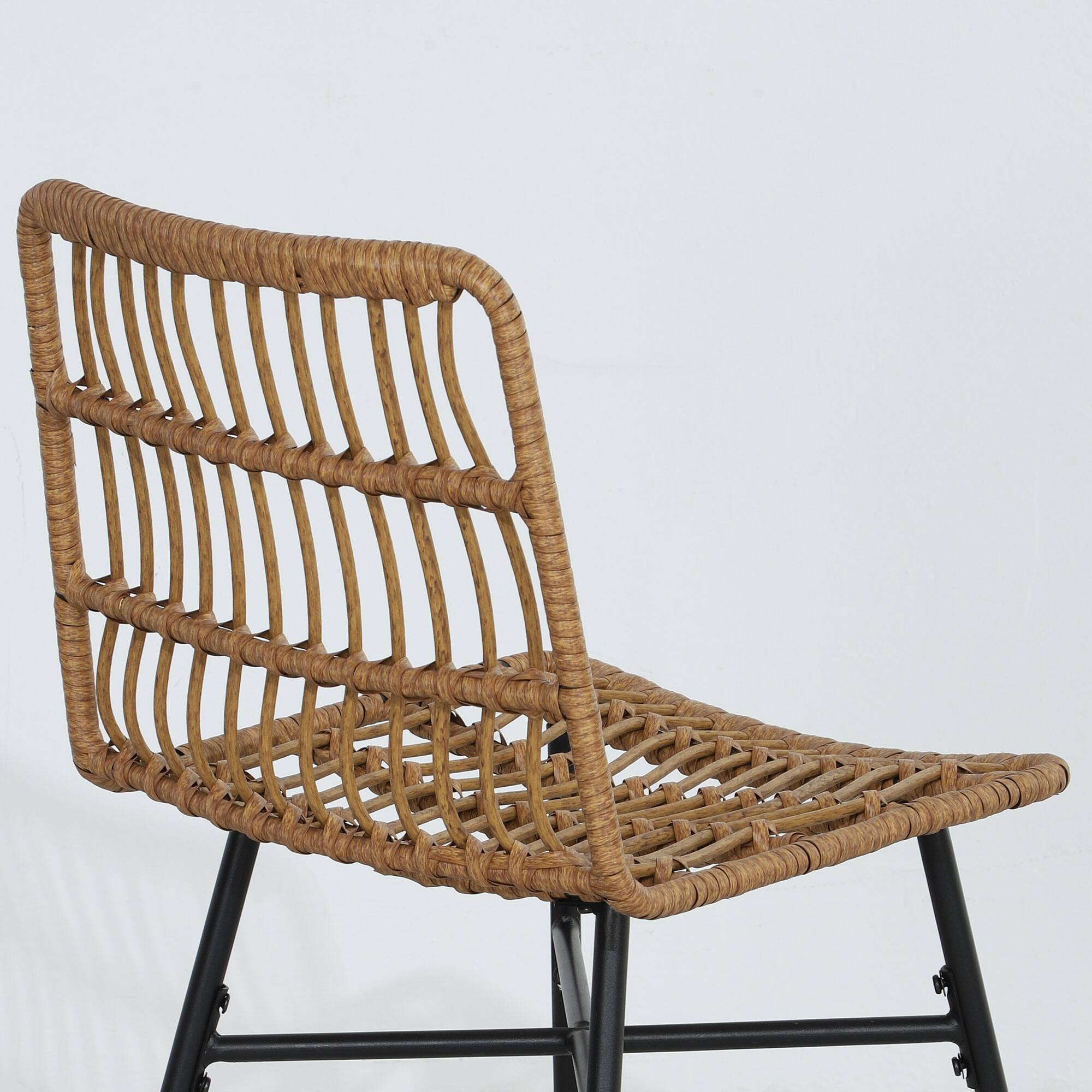 Alt View 8. Homcom - Rattan Counter Height Bar Stools Set of 2, 26" Wicker Barstools with Back, Modern Bar Chairs for Kitchen Island - Brown.