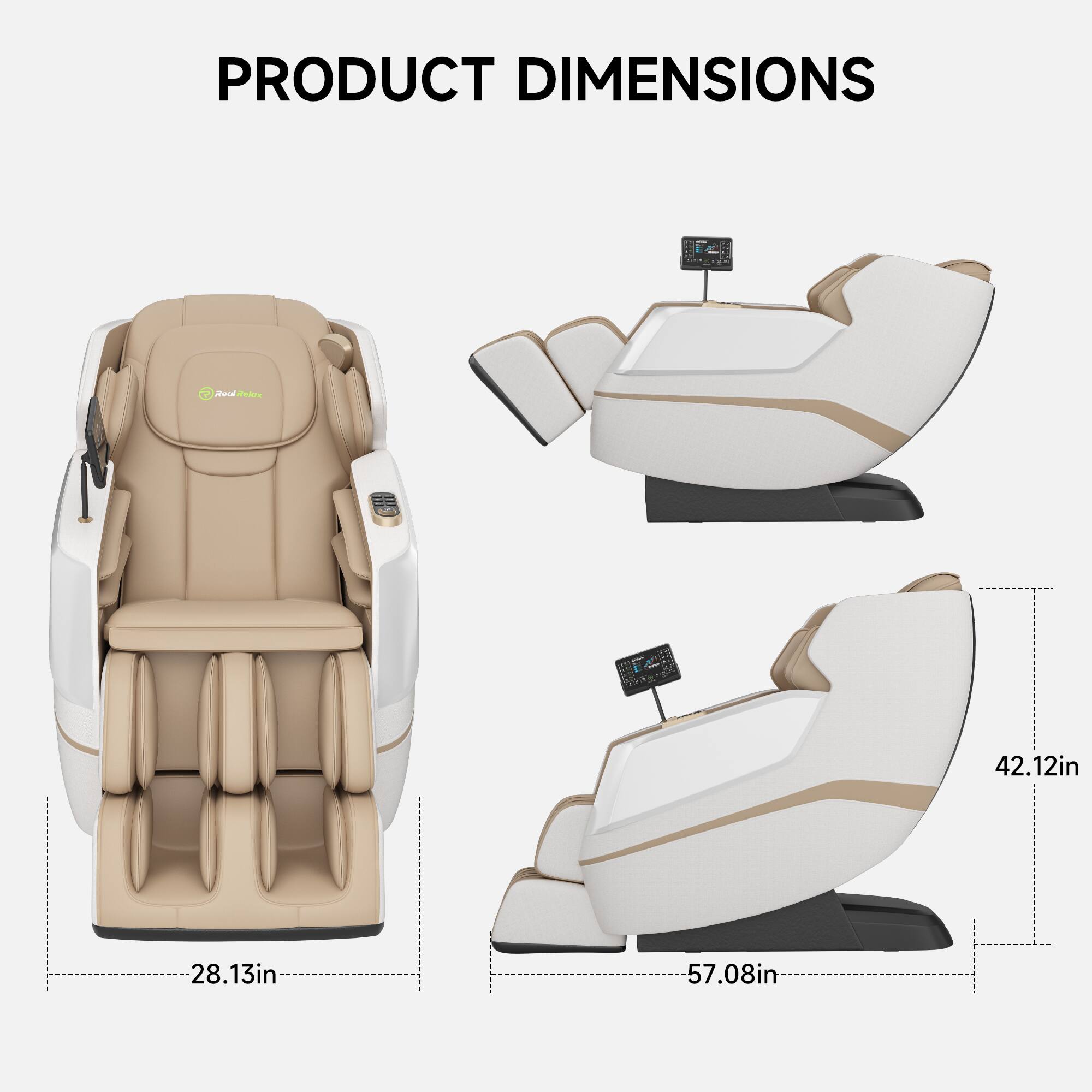 PRODUCT DIMENSIONS

- Width: 28.13in
- Height: 42.12in
- Depth: 57.08in