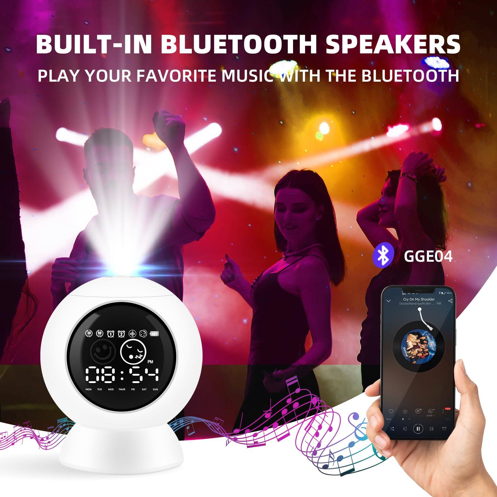 BUILT-IN BLUETOOTH SPEAKERS  
PLAY YOUR FAVORITE MUSIC WITH THE BLUETOOTH  

GGE04  

08:54 PM