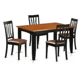 East West Furniture - 5 PcKitchen Table set-Dining Table and 4 Wooden Dining Chairs - Black & Cherry