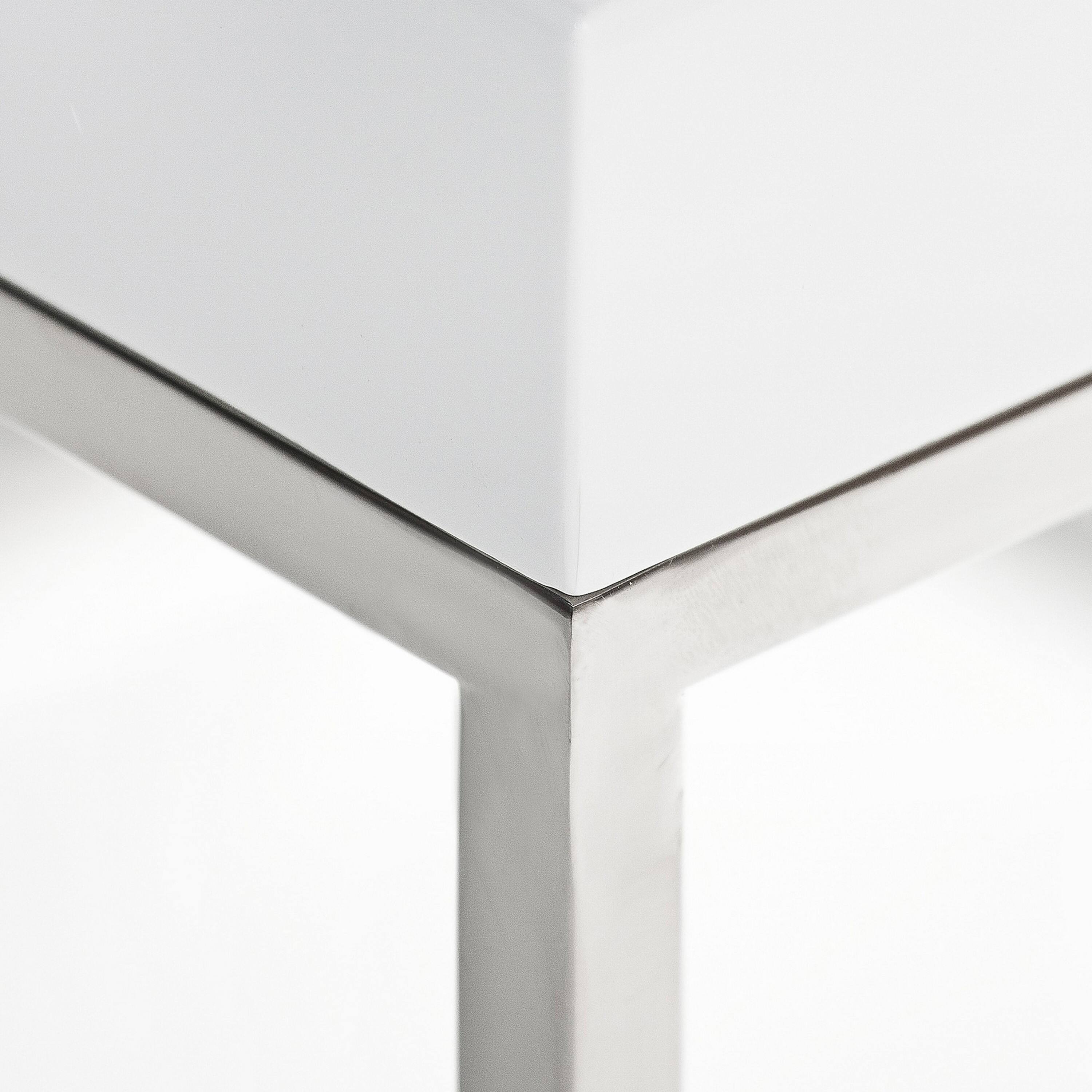 Manhattan Lane Zen 24 Inch Side End Table, Square, Lacquer Top, Chrome ...
