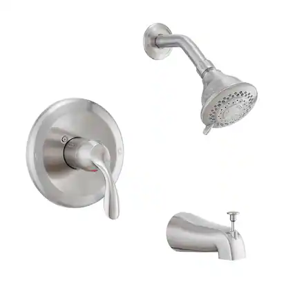 Front. Boyel Living - brushed nickel Bathroom Shower Trim Kit 5 Function Pressure Balance Valve Copper Body Zinc Alloy Handle - brushed nickel.