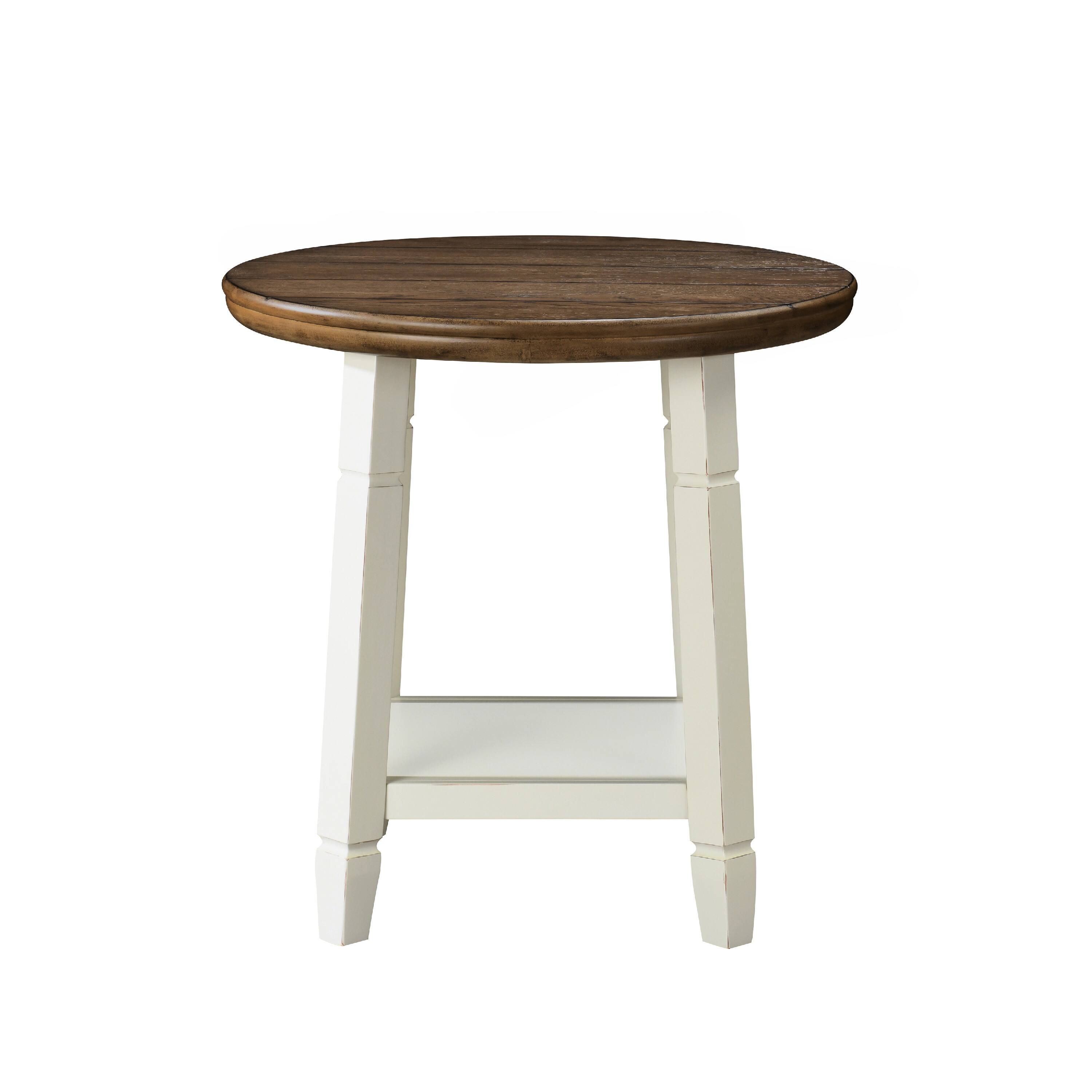 Alt View 1. Manhattan Lane - Ethy 3pc Round Coffee Table & End Table Set, Lower Shelf - Brown, White.