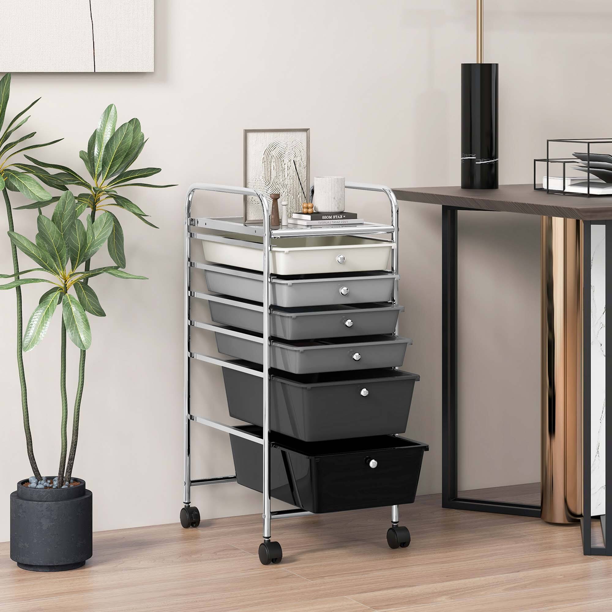 Alt View 5. Costway - 6 Drawer Rolling Storage Cart Scrapbook Paper Office Organizer - Gradient Gray.