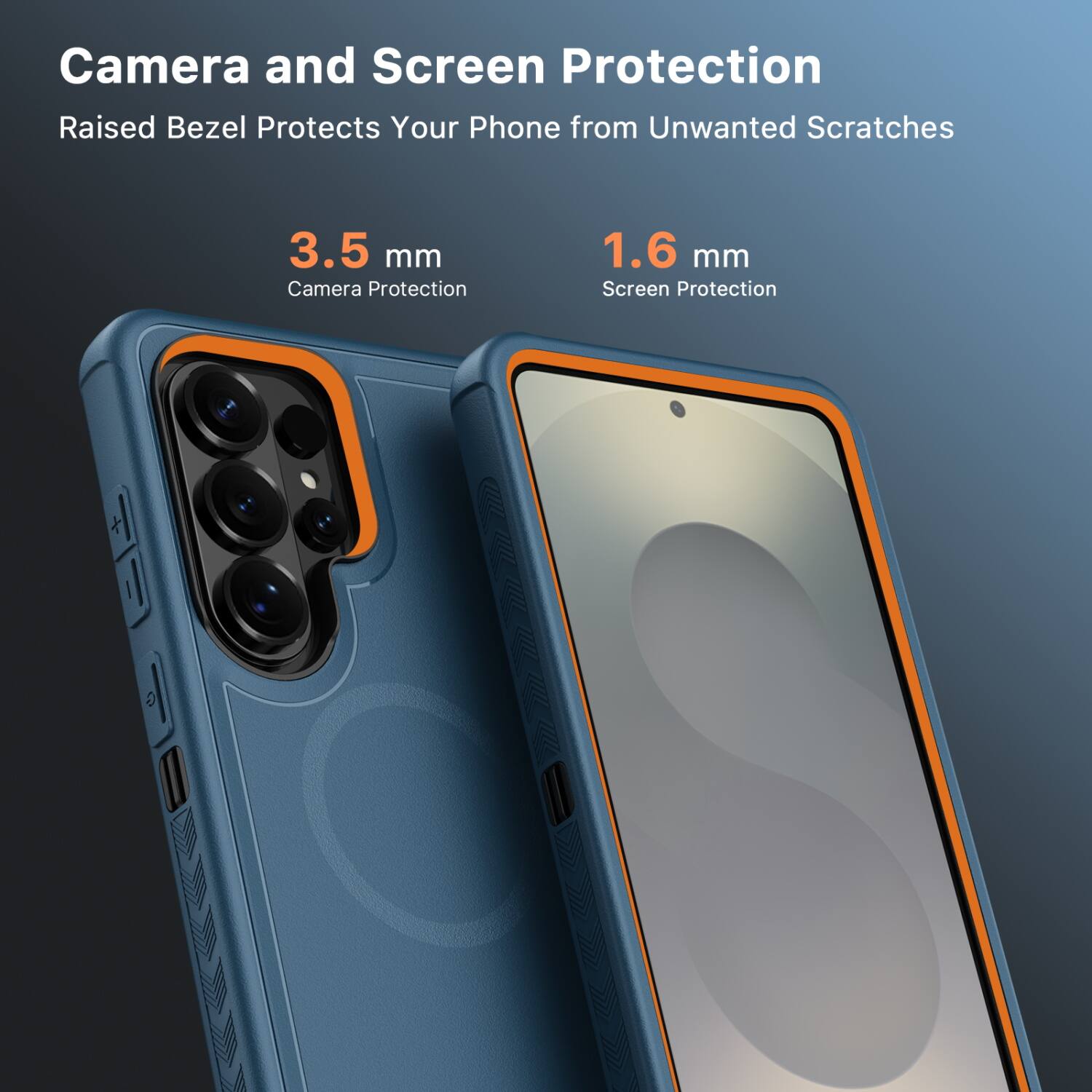 Camera and Screen Protection  
Raised Bezel Protects Your Phone from Unwanted Scratches  

3.5 mm  
Camera Protection  

1.6 mm  
Screen Protection