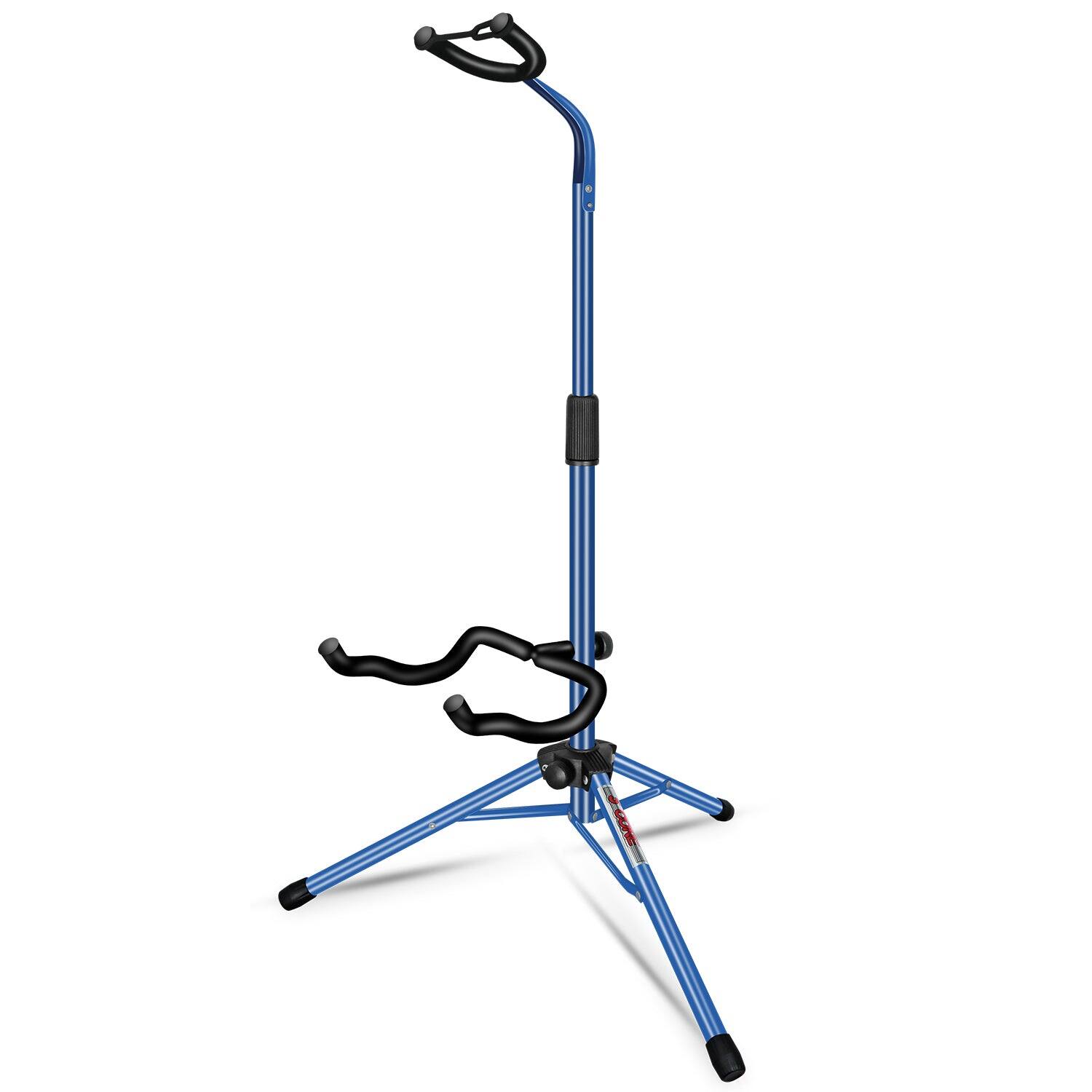 Front. 5 CORE - Guitar Stand Floor Adjustable Heavy Duty w Neck Holder for Acoustic Electric Classic Bass - Dark Blue.